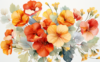 Watercolor Flowers Bouquets, illustration background 432