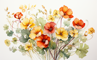Watercolor Flowers Bouquets, illustration background 433