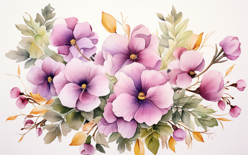 Watercolor Flowers Bouquets, illustration background 438 Illustration