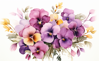 Watercolor Flowers Bouquets, illustration background 439