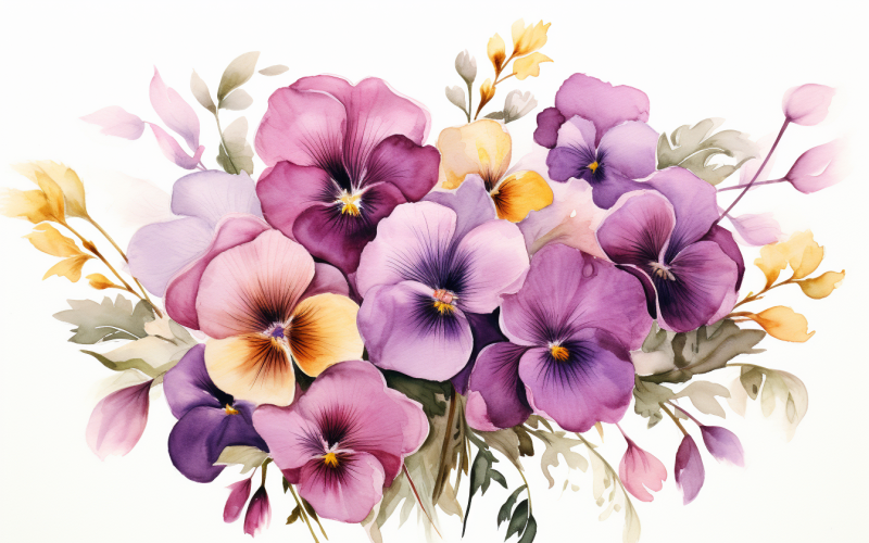 Watercolor Flowers Bouquets, illustration background 439 Illustration