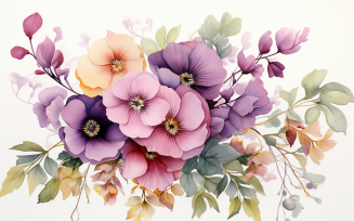 Watercolor Flowers Bouquets, illustration background 440