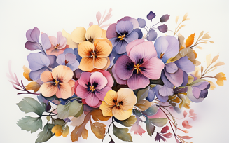 Watercolor Flowers Bouquets, illustration background 441