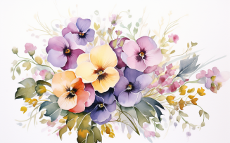Watercolor Flowers Bouquets, illustration background 445