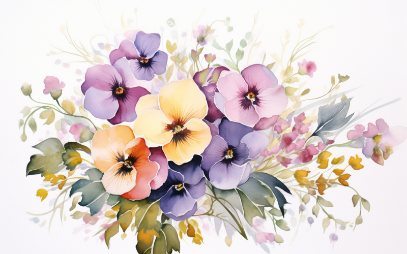 Watercolor Flowers Bouquets, illustration background 445 Illustration