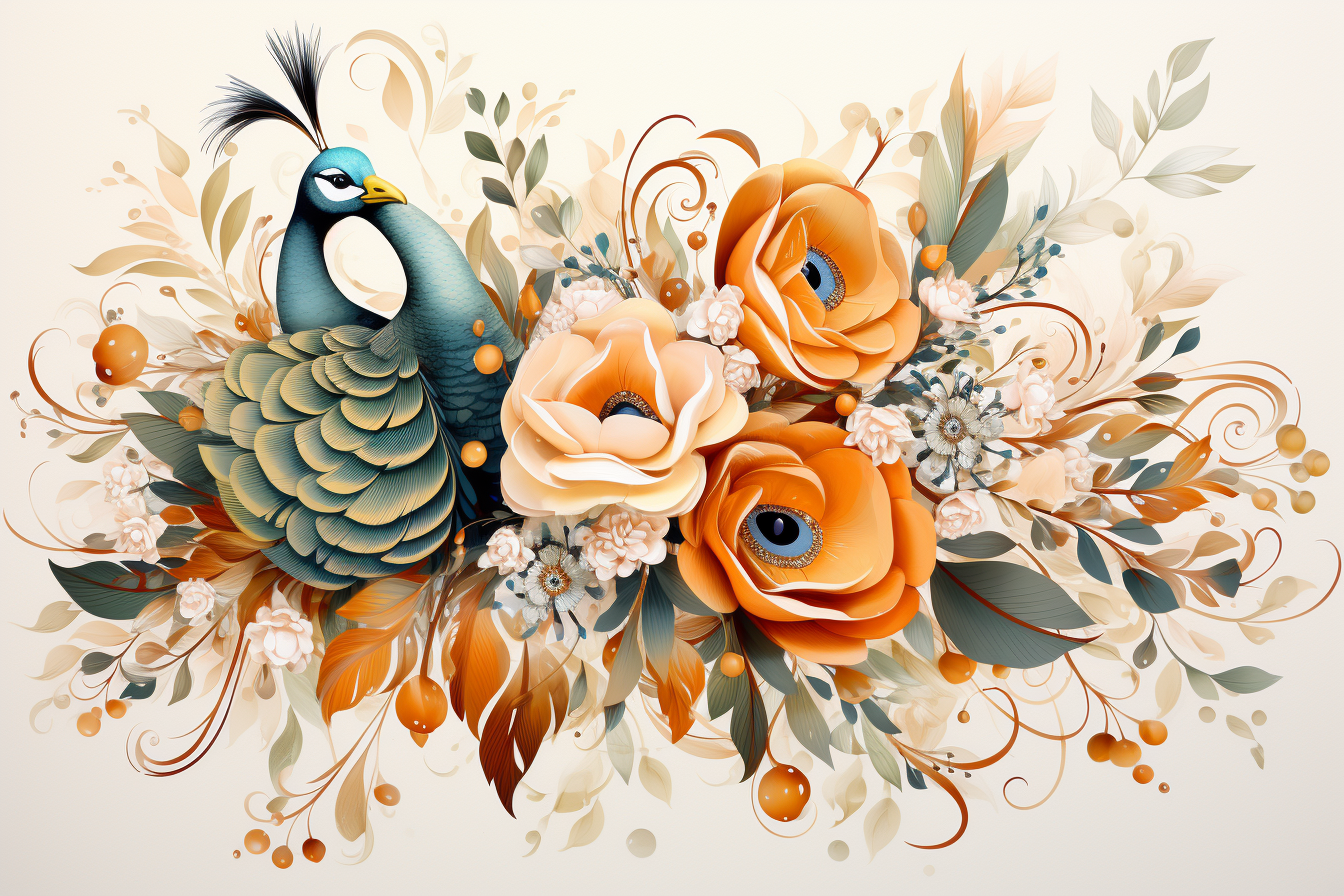 Watercolor Flowers Bouquets, illustration background 451