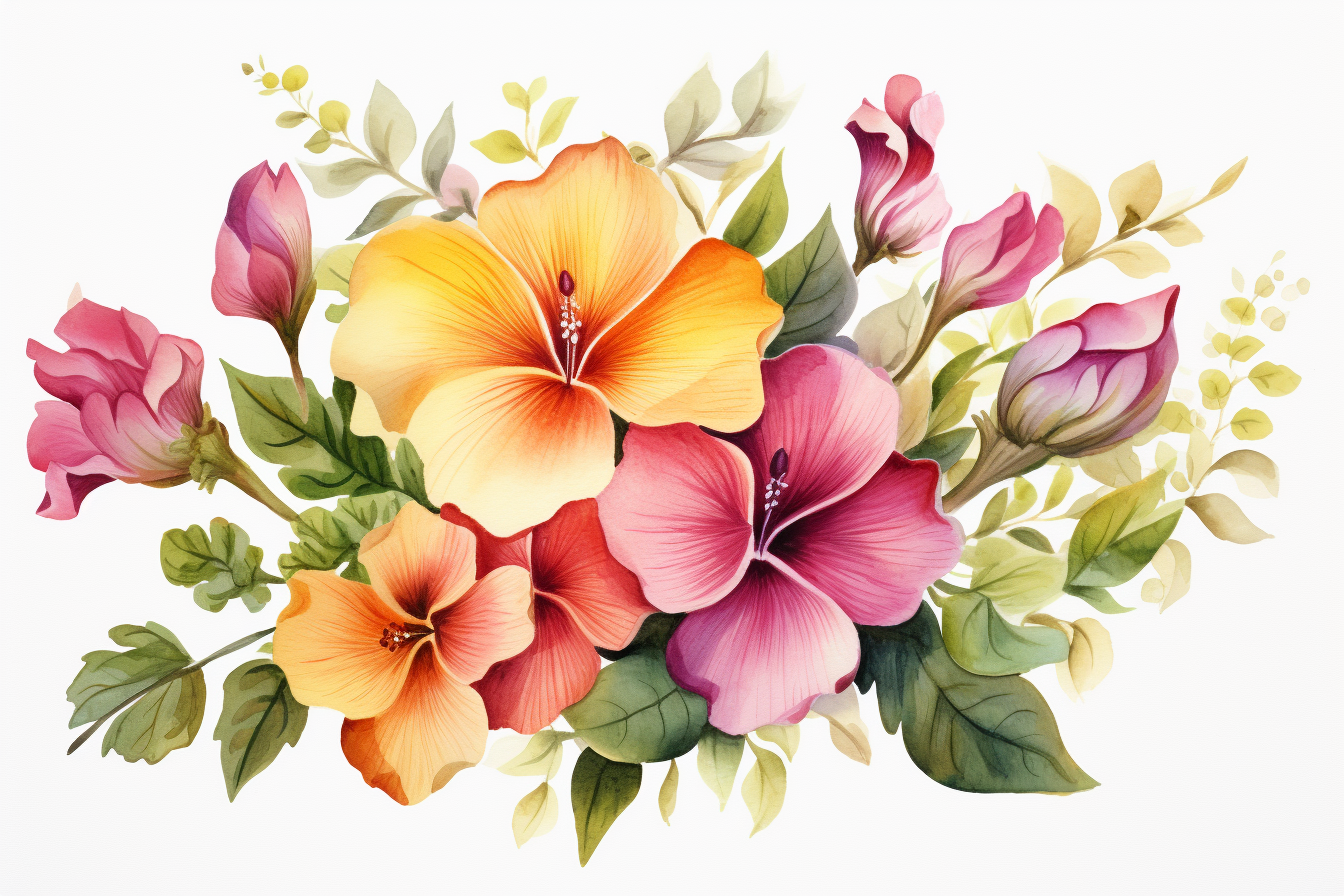 Watercolor Flowers Bouquets, illustration background 467