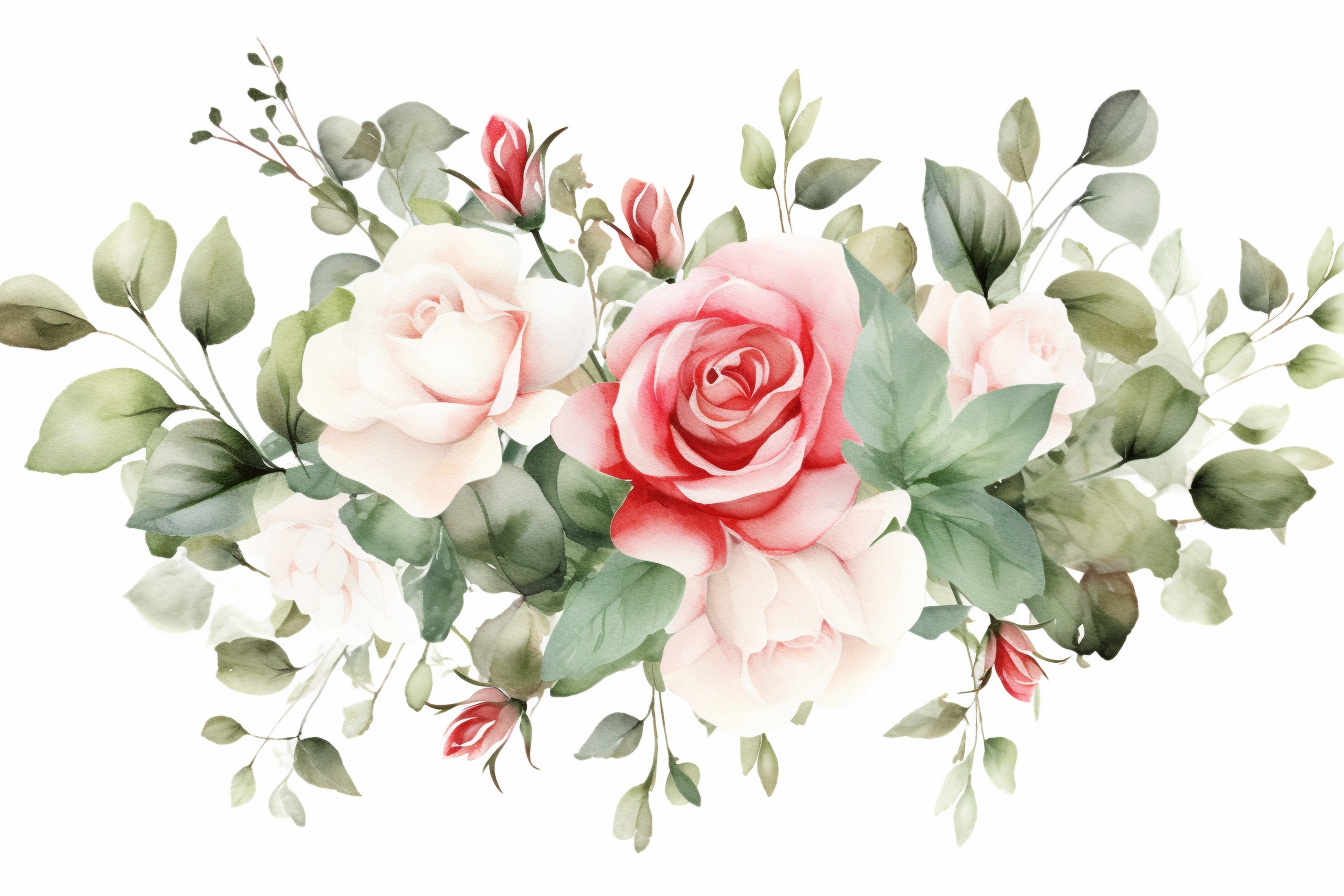 Watercolor Flowers Bouquets, illustration background 493