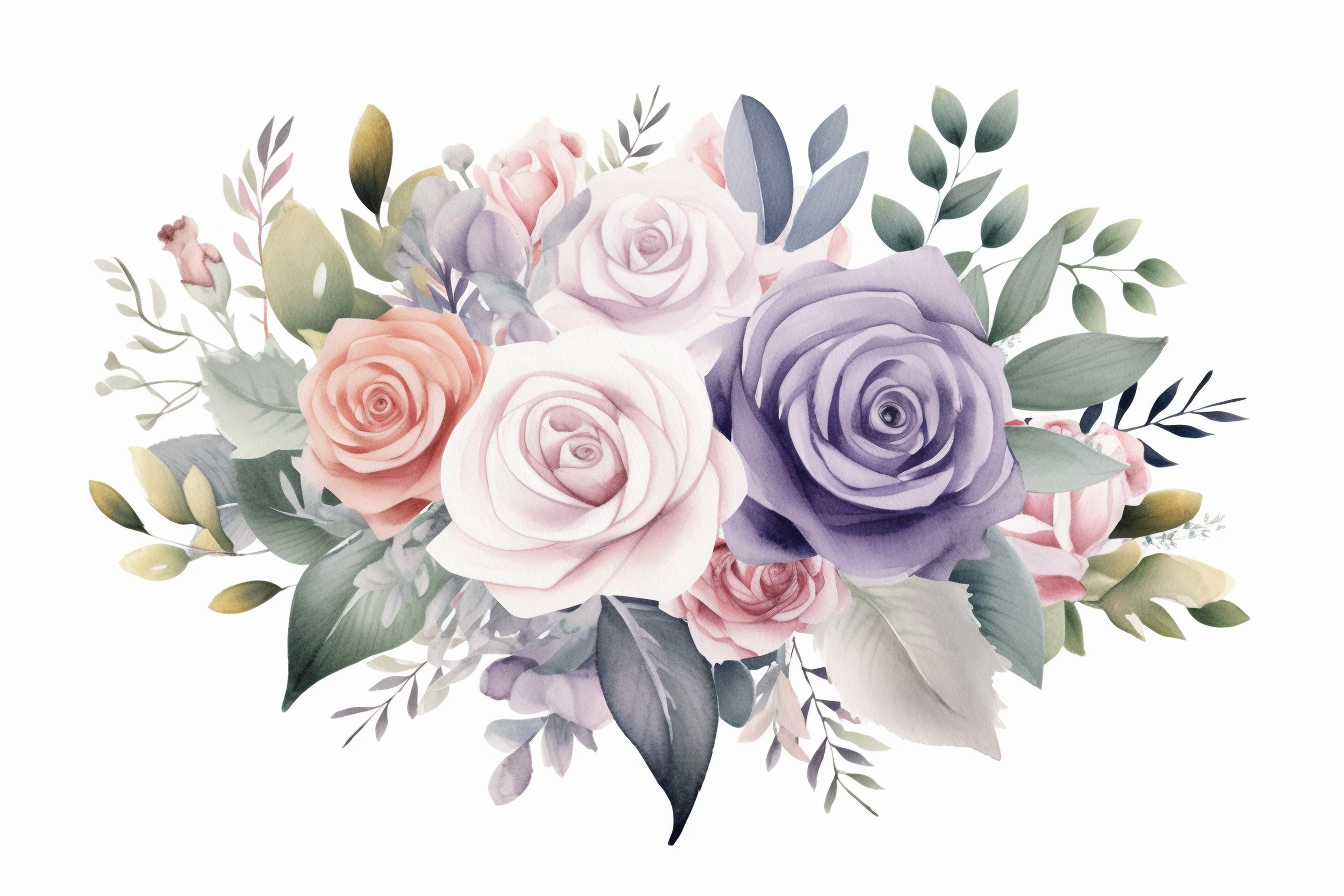 Watercolor Flowers Bouquets, illustration background 498