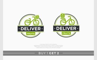 Bicycle Delivery Fruit Circle Badge Logo