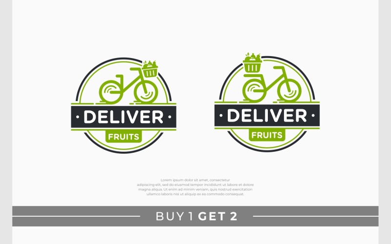 Bicycle Delivery Fruit Circle Badge Logo Logo Template
