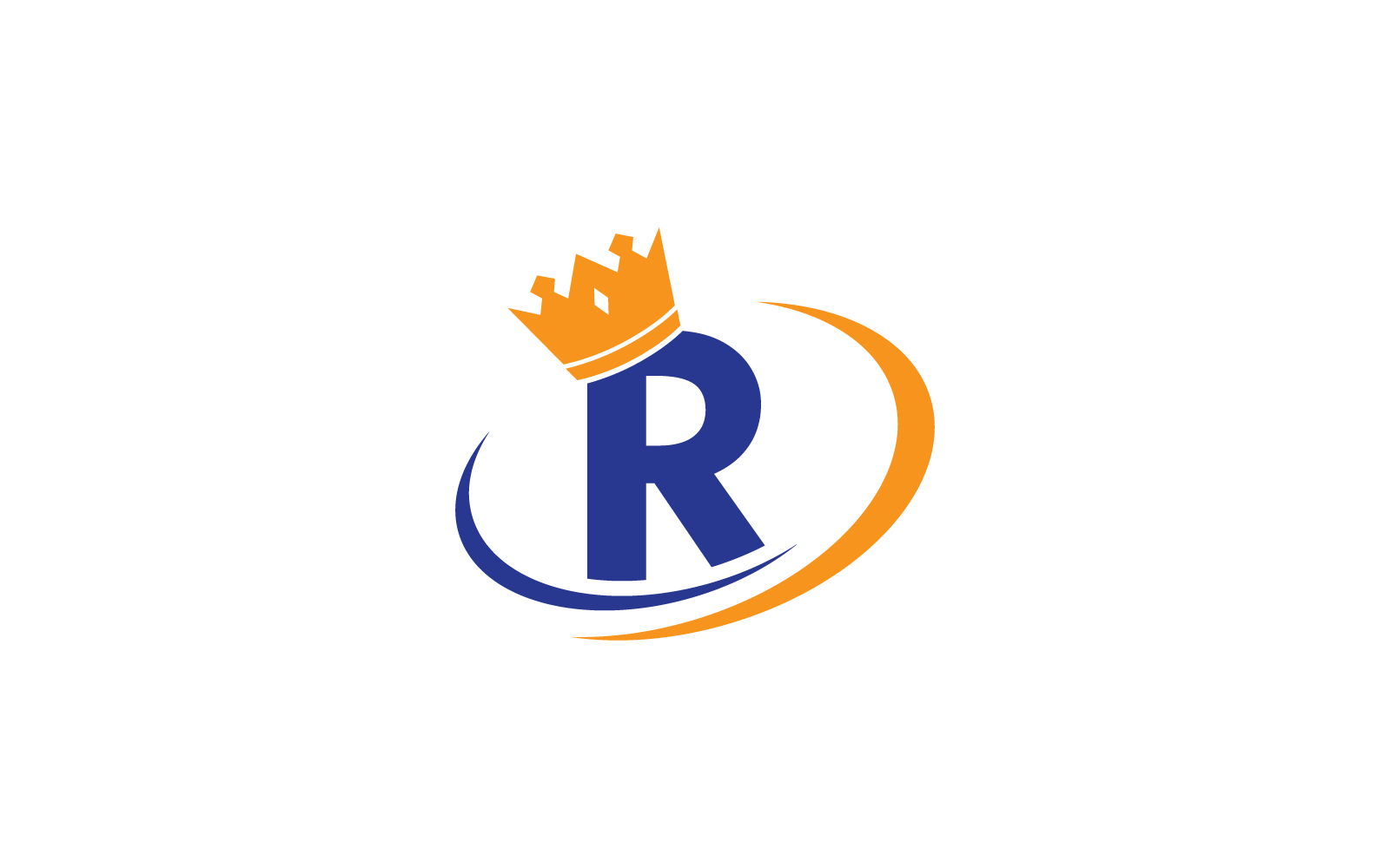 Coroa com letra inicial R ilustração logotipo modelo vetor design