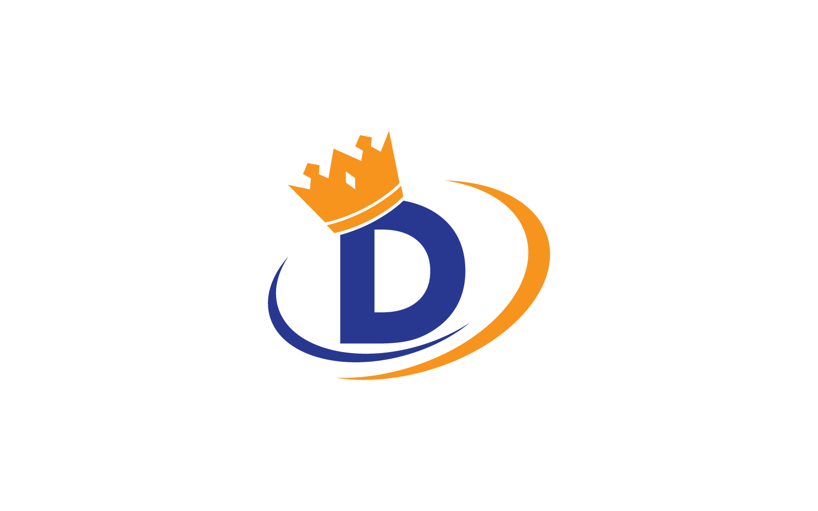 Crown with D initial letter illustration logo template vector design