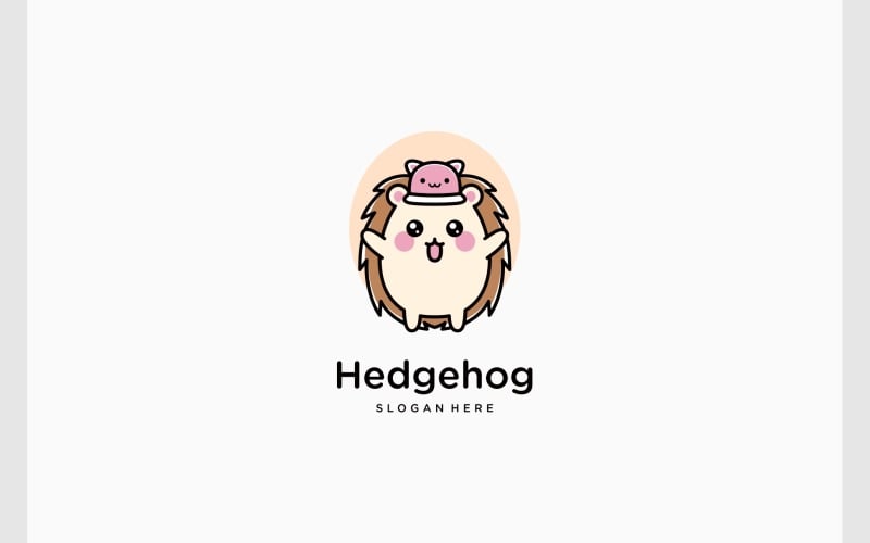 Cute Hedgehog Mascot Cartoon Logo Logo Template