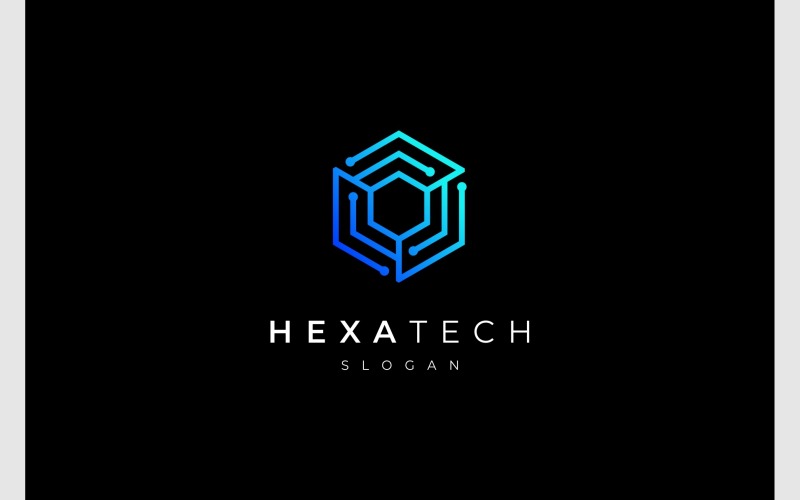Hexagon Circuit Technology Logo Logo Template