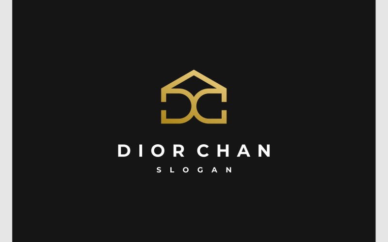 Letter DC Home House Gold Logo Logo Template