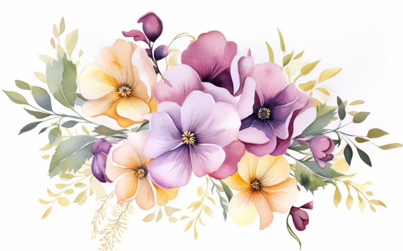 Watercolor Flowers Bouquets, illustration background 446 Illustration