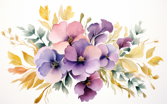 Watercolor Flowers Bouquets, illustration background 447
