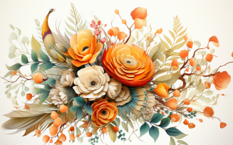 Watercolor Flowers Bouquets, illustration background 456