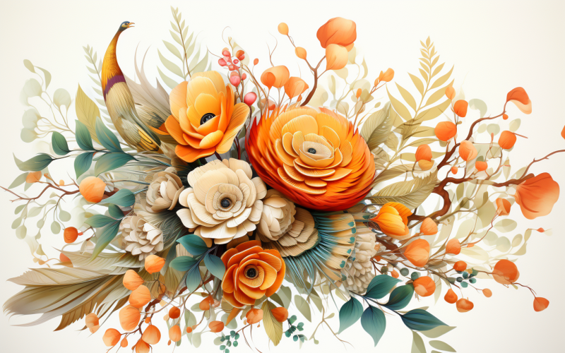 Watercolor Flowers Bouquets, illustration background 456 Illustration