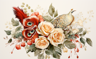 Watercolor Flowers Bouquets, illustration background 457