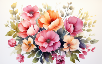 Watercolor Flowers Bouquets, illustration background 461