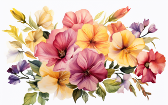 Watercolor Flowers Bouquets, illustration background 465