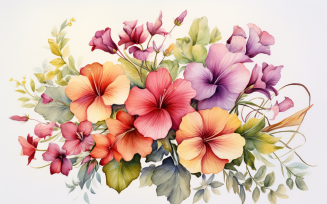 Watercolor Flowers Bouquets, illustration background 468