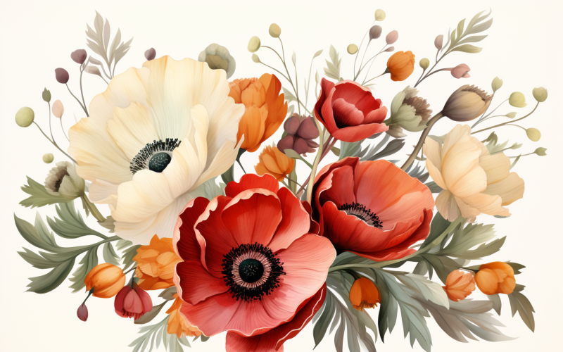 Watercolor Flowers Bouquets, illustration background 469 Illustration