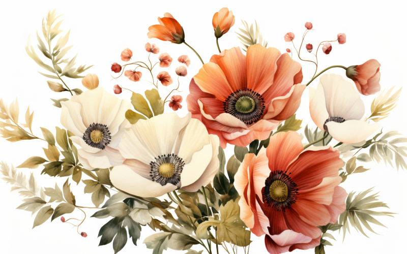 Watercolor Flowers Bouquets, illustration background 471 Illustration