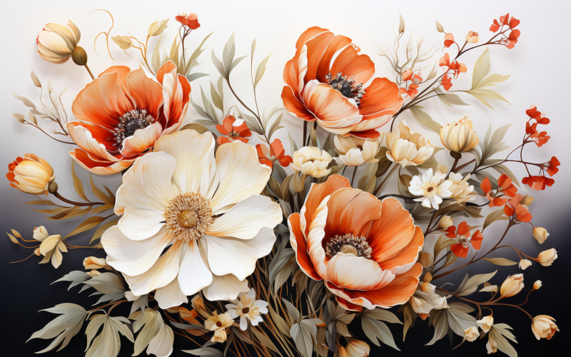 Watercolor Flowers Bouquets, illustration background 472 Illustration