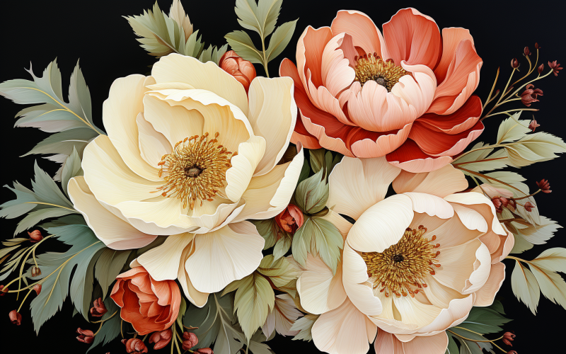 Watercolor Flowers Bouquets, illustration background 475 Illustration