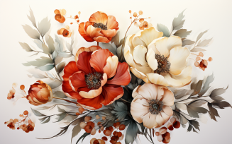 Watercolor Flowers Bouquets, illustration background 476