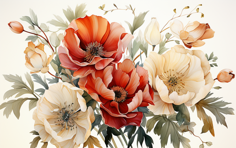 Watercolor Flowers Bouquets, illustration background 477 Illustration