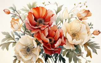Watercolor Flowers Bouquets, illustration background 477