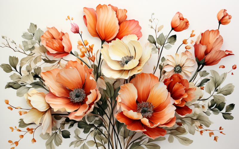 Watercolor Flowers Bouquets, illustration background 478 Illustration