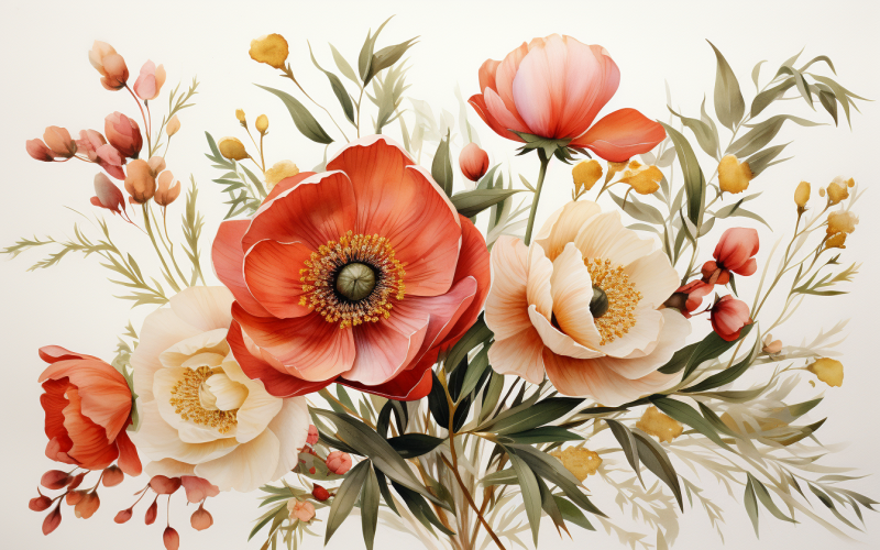 Watercolor Flowers Bouquets, illustration background 479 Illustration
