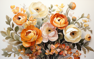 Watercolor Flowers Bouquets, illustration background 480