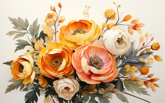 Watercolor Flowers Bouquets, illustration background 481