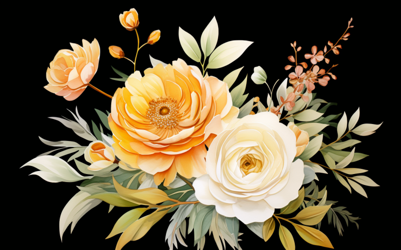 Watercolor Flowers Bouquets, illustration background 486 Illustration