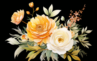 Watercolor Flowers Bouquets, illustration background 486