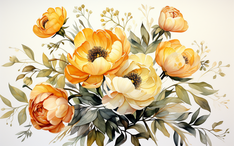 Watercolor Flowers Bouquets, illustration background 490 Illustration