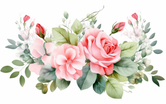 Watercolor Flowers Bouquets, illustration background 492