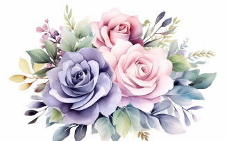 Watercolor Flowers Bouquets, illustration background 496