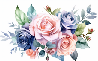 Watercolor Flowers Bouquets, illustration background 497