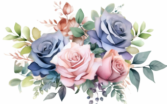 Watercolor Flowers Bouquets, illustration background 499