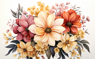 Watercolor Flowers Bouquets, illustration background 500