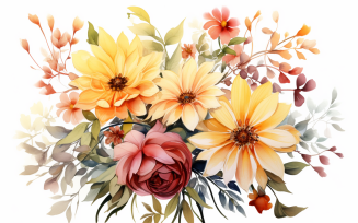 Watercolor Flowers Bouquets, illustration background 502