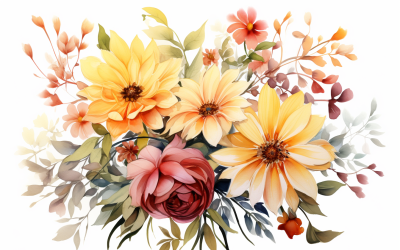 Watercolor Flowers Bouquets, illustration background 502 Illustration