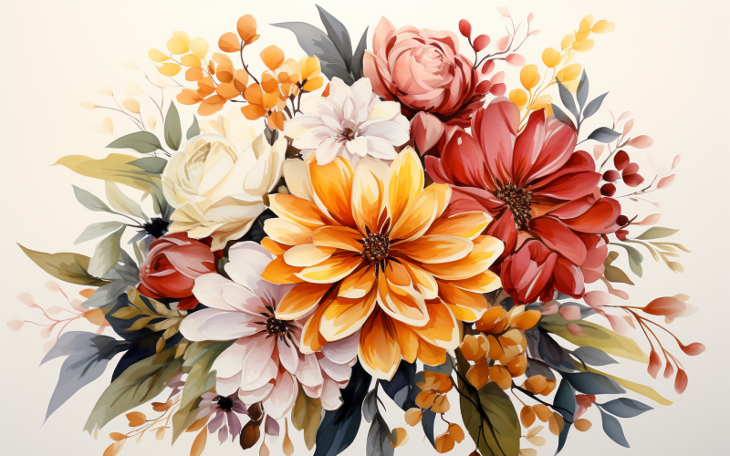 Watercolor Flowers Bouquets, illustration background 506 Illustration
